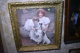 Victorian Picture Frame, On Canvas, Signed Whos Your Tailor, Victorian Mother And Daughter Playing W