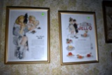 (2) Magazine Adds From 1918 and 1919 That Are Framed, For Jell-O Advertising, 13''x17''