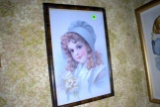 Victorian Lady Holding Flowers In A Photo Print Frame, 14.5''x10''