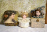 Doll Head Dresser Boxes, Doll Head Music Box, Victorian Dresser Box