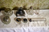 Assortment Of Victorian Dresser Jars, Perfume Bottle, Glass Hat Pin Holder