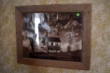 Print Of Old Home And Windmill In A Barnwood Frame