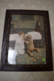 Girl And Teddy Bear Praying Framed Print