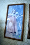 Victorian Style Girl With Bunnies Framed Print