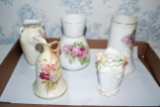 5 Painted Porcelain Vases