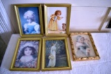 (5) Victorian Style Pictures In Frames