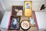 (5) Victorian Style Pictures And Cards In Frames