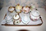 8 Porcelain Painted Sugar's, 1 Creamer, 1 RS Pressure Red Marked