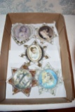 5 Glass Paper Weights With Victorian Pictures