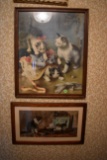 Pair Of Cat Victorian Style Pictures Framed