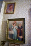 (3) Victorian Girls Framed Picture, Baby With Doll Framed, Santa With Dolls Framed And Glass Is Crac