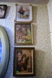 (3) Framed Pictures, And (1) Framed Picture Of People Outside Of House