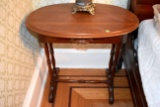 Oval Walnut Side Table With Drawer, Pick Up Only, 28''x18''x28''