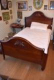 Walnut Twin Size Bed, With Heavy Detail, 80''x54''x55'' Tall