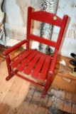 Wooden Childs Rocking Chair Painted Red