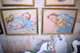 Pair Of Baby Awake And Baby Asleep, Signed And Framed Pictures