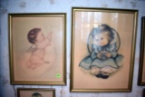 Pair Of Baby Prints Framed