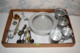 Tin Baby Plate, Cups, Platted Spoons, Mini Candle Holders