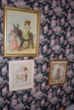 2 Victorian Girls With Donkey Print In Frame, Victorian Girl With Baby Print In Frame, Victorian Gir