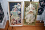 Victorian Style Girl With Cat In Frame, Victorian Style Girl With Flowers In Frame