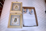 Victorian Style Girl Cut Outs In Frame And Porcelain Angels