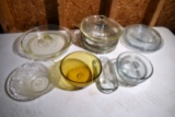 Assortment Of Glass Serving Dishes, And Glass Butter Container