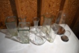 (2) Glass Flower Containers, Assortment Of Vases (7) Total