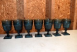 (7) Blue Glass Cups