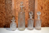 (4) Glass Decanters, One Is Broken