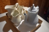 Hope And Carter Porcelain Pitcher Has Damage By Lid, (4) Creamer Pitchers