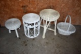 (3) Wicker Stands, Wicker Basket, Pick Up Only