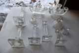 Assortment Of Glass Candlestick Holders (10) Total