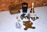 Match Safe, Bronze Dog, Bells, Cast Iron Soap Dish