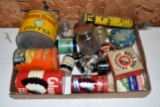 Assortment OF Ink Wells, Advertising Tins, Fly Sprayer