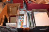 Assortment Of Picture Frames, Binders, Office Supplies, 3 Ring Plastic Sleeves