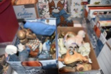 (2) Boxes with An Assortment Of Porcelain Ceramic And Wooden Figurines, Mostly Cats, Angels And Othe