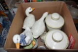 Duck Figurines And Ceramic Canister Set