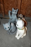4 Resin And Ceramic Cat Statues, Pick Up Only