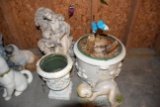 Resin And Ceramic Planters, And Angel Statue, Have Damage, Pick UP Only