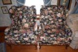 2 Floral Wing Back Chairs