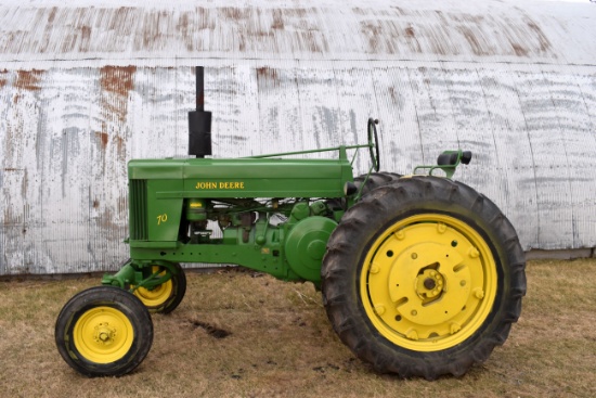 John Deere 70 Wide Front, Gas, 15.5x38 95%, PTO, Restored, SN: 7003077