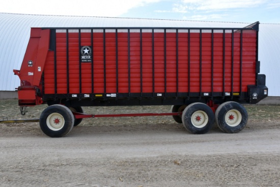Meyer 6224 Forage Boxes, 24’, Front & Rear Unload, Hydraulic Drive, Poly Floor With Meyer 2206 Tande