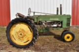 1945 John Deere B Tractor, Narrow Front, 11.2x38 New Right Tire, Rock Shafts, Electric Start, PTO, S