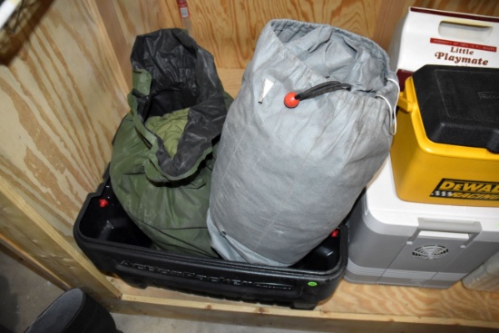 storage box with sleeping bag & car cover