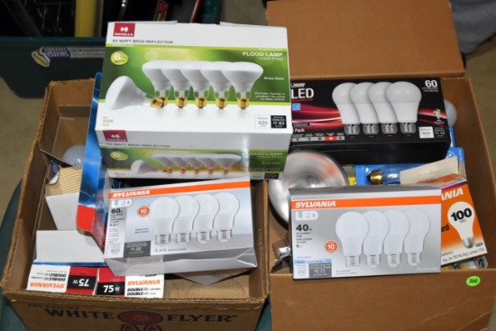 Assortment of Light Bulbs, 2 Boxes Full
