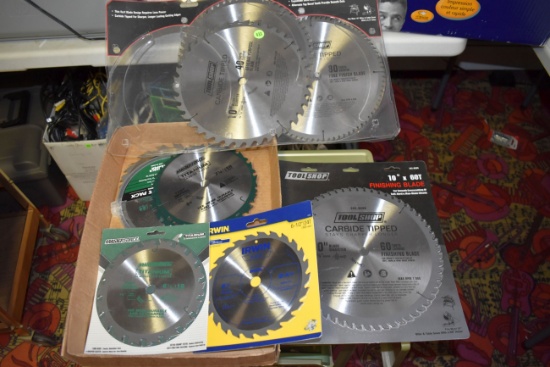 (10) 10'', 7.25'', 6.5'' Saw Blades, All New In Packaging