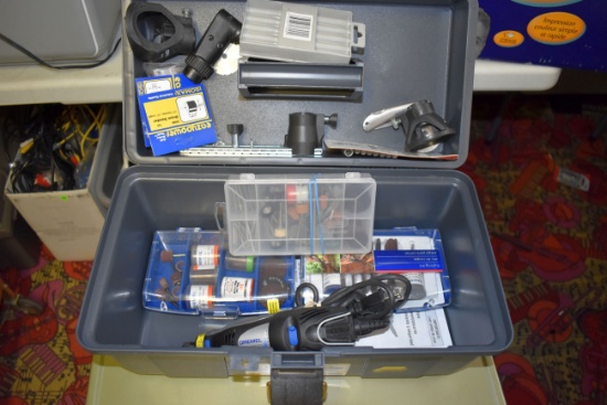 Dremel 3000 Tool With Large Assortment Of Accessories In Plastic Tool Box
