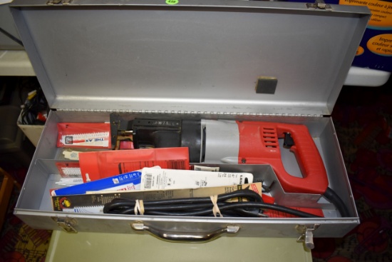 Milwaukee Electric Sawzall With Case, Large Amount Of Extra Blades