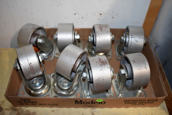(6) Cast Wheel Casters, (2) Cast Wheel Fixed Mount Wheels
