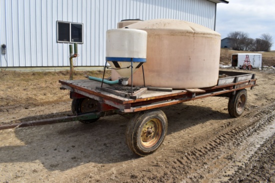 800 Gallon Poly Nurse Tank And 30 Gallon Chemical Inductor, On 7'x14' Flat Bed With JD 1064 Running